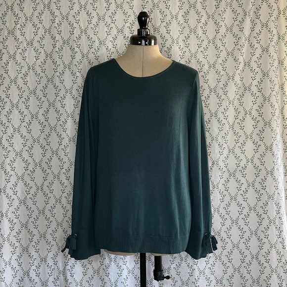 Talbots Green-Blue Long-Sleeve Blouse - Picture 4 of 6